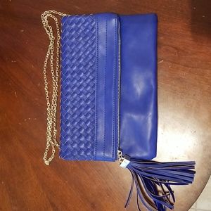 Urban expressions blue faux leather clutch